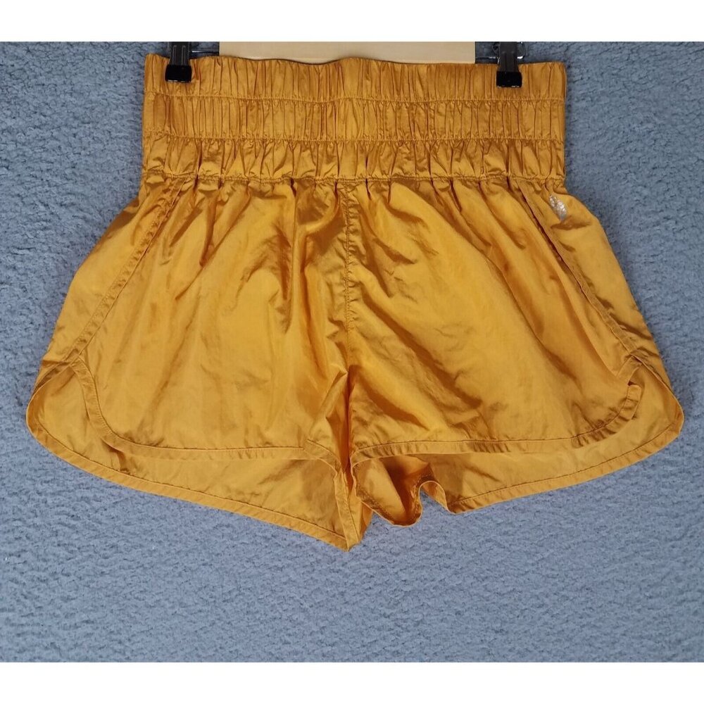 Free People High Waist Mustard Yellow Satin Shorts